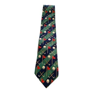 Brooks Brothers 100% Silk Golf Theme Tie in Green/Navy
